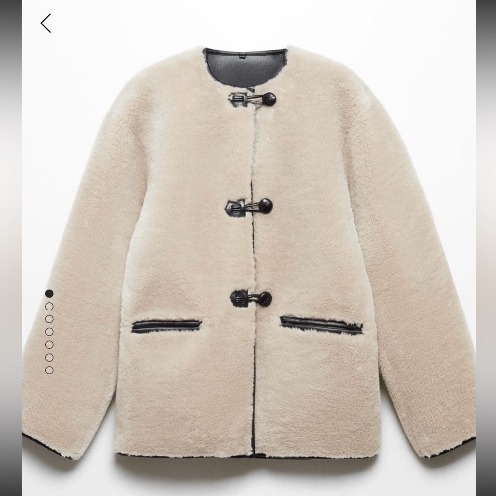 Mango fur & faux leather coat